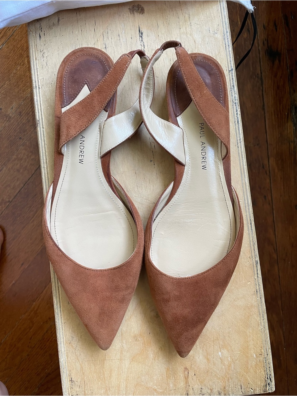 Paul Andrew Tan Suede Pointed Slingback Flats